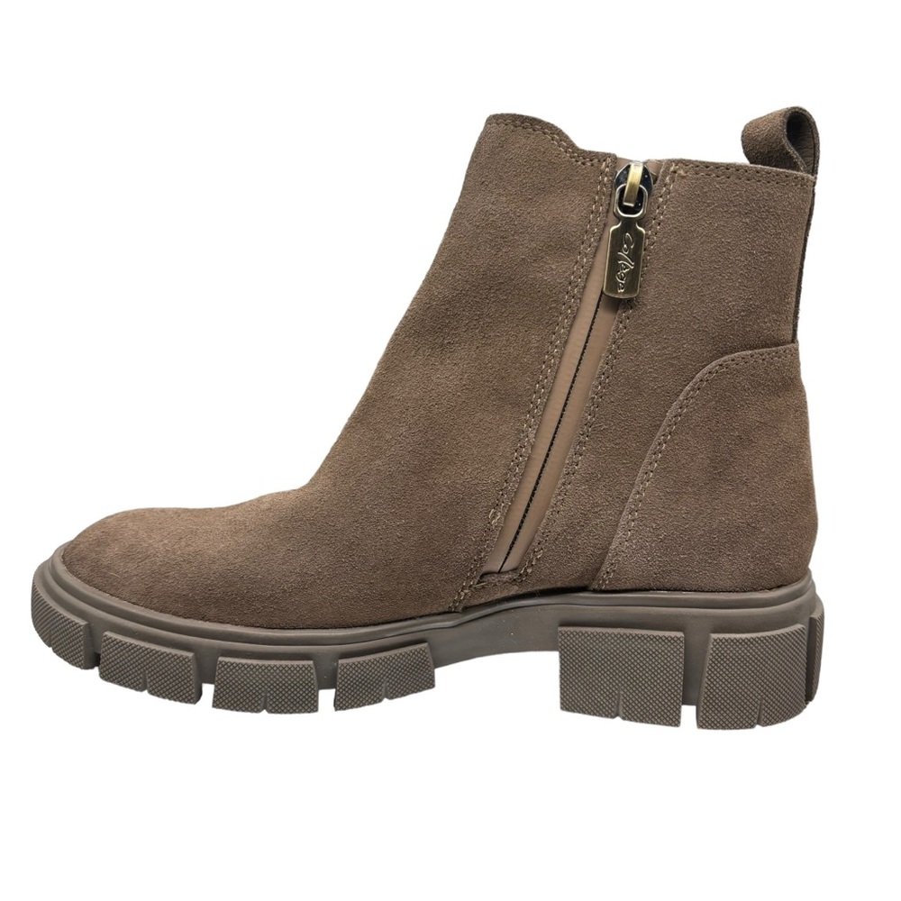 Aqua College Booties Dark Taupe Side Goring Back Waterproof Round Toe Suede 8.5M - Picture 3 of 6